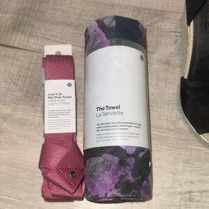 Lululemon Black and Purple Towel with Pink Strap